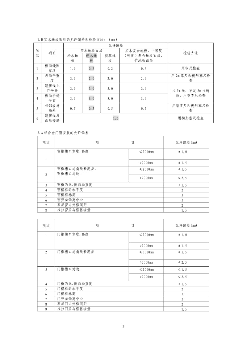 装饰工程质量验收标准(包括细部尺寸允许偏差).doc_第3页