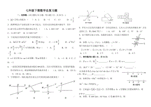 華師版七年級下期數(shù)學總復習題.doc