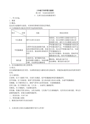 八年級科學人體生命活動的激素調節(jié)測試題.doc