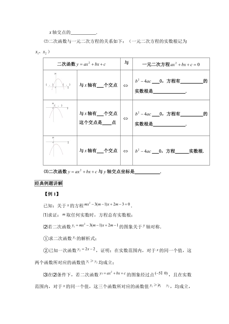 二次函数与一元二次方程经典教学案+典型例题.doc_第2页