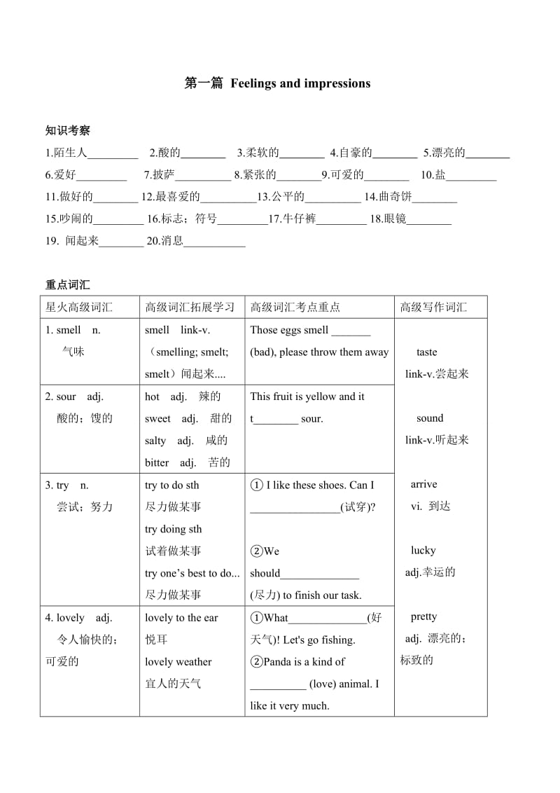 八年级英语仁爱版Feelingsandimpressions.doc_第1页