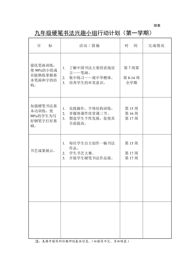 九年级艺术课兴趣班行动计划.doc_第2页