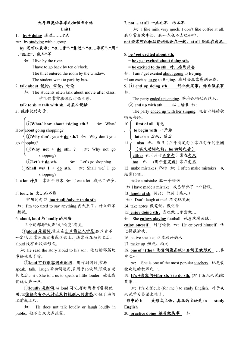 九年级英语各单元知识点大全精心装.doc_第1页