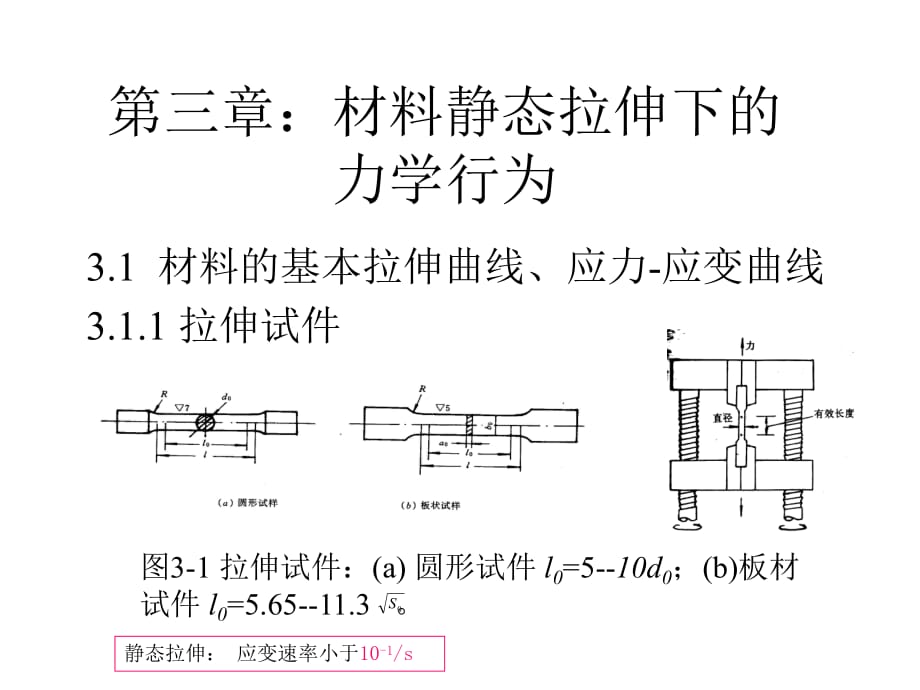 【現(xiàn)代實驗力學課件】第3章：材料靜態(tài)拉伸_第1頁