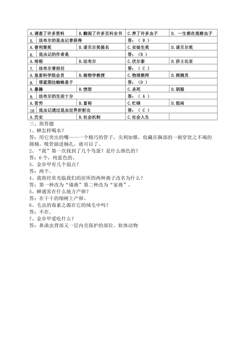 初一语文名著导读《昆虫记》习题及答案.doc_第3页