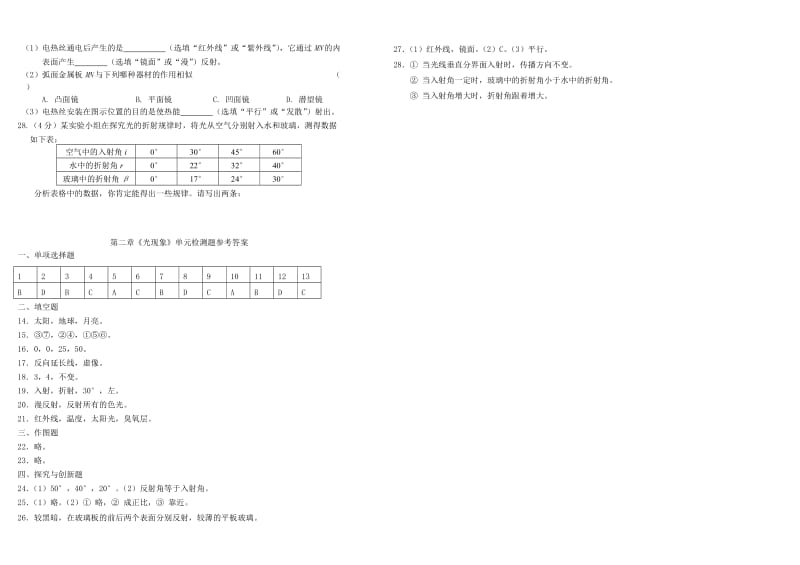 八年级物理上册光现象单元检测题人教新课标版.doc_第3页