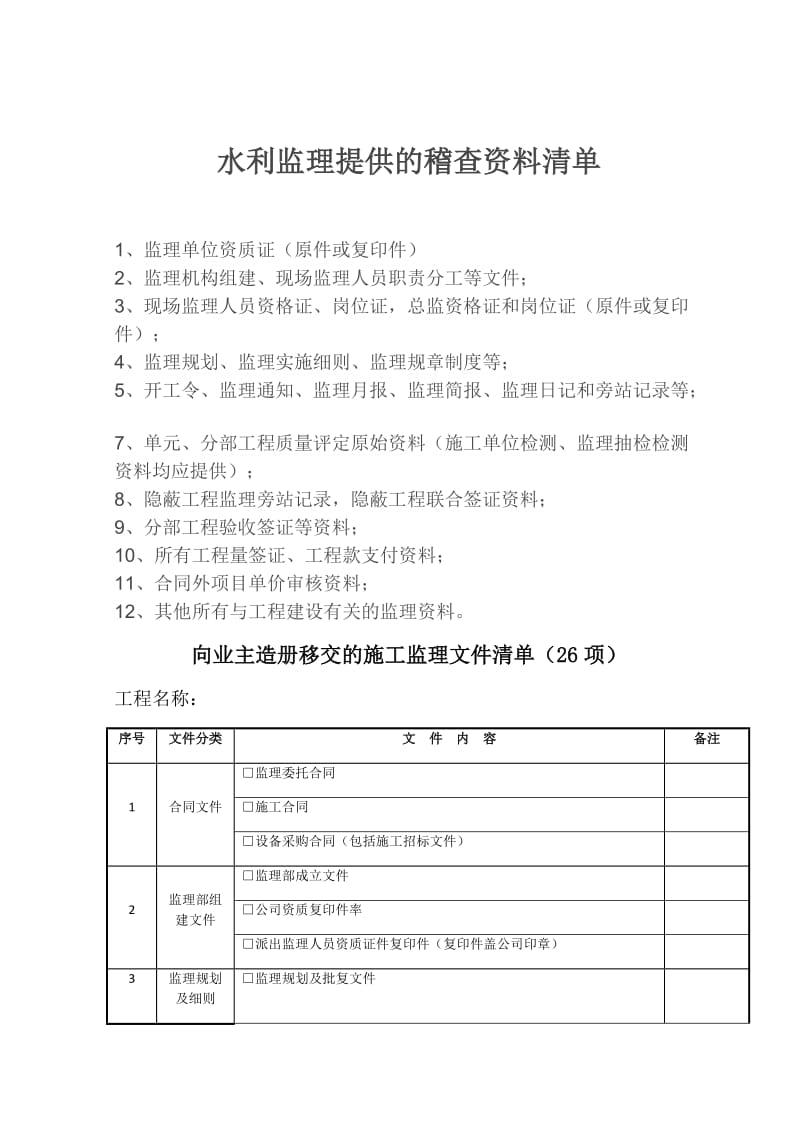 水利工程施工监理规范全套表格.docx_第1页