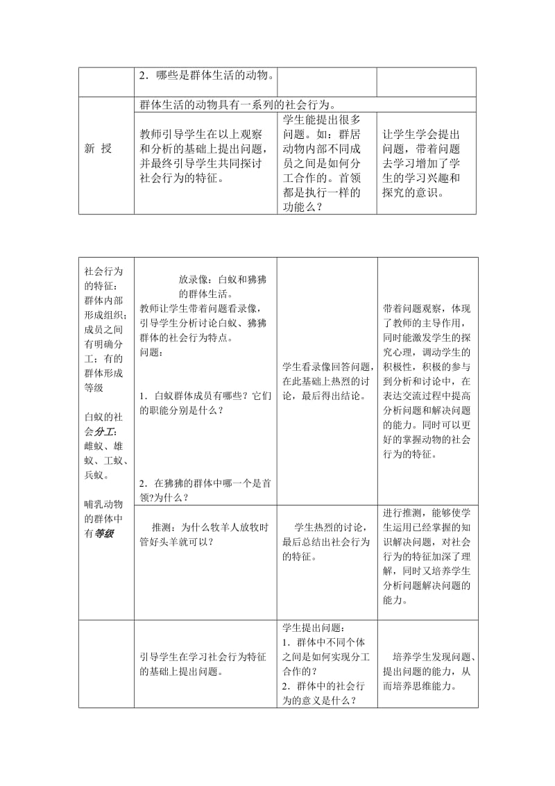 人教版八年级生物动物的社会行为教学设计.doc_第2页