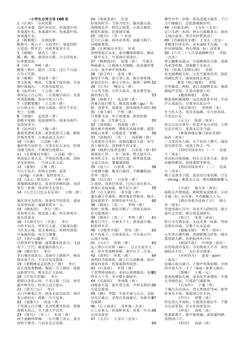 小学生必背古诗100首具体内容.doc_第1页