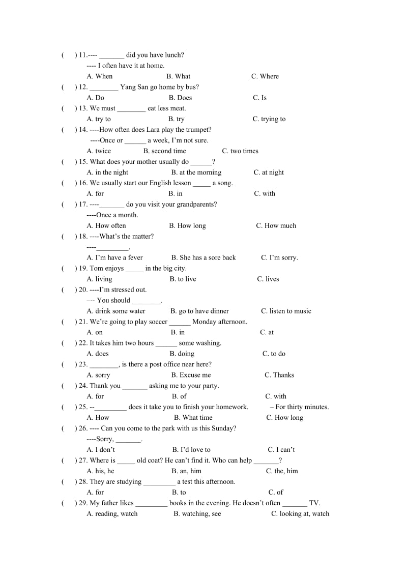 八年级(上)英语半期测验题.doc_第2页