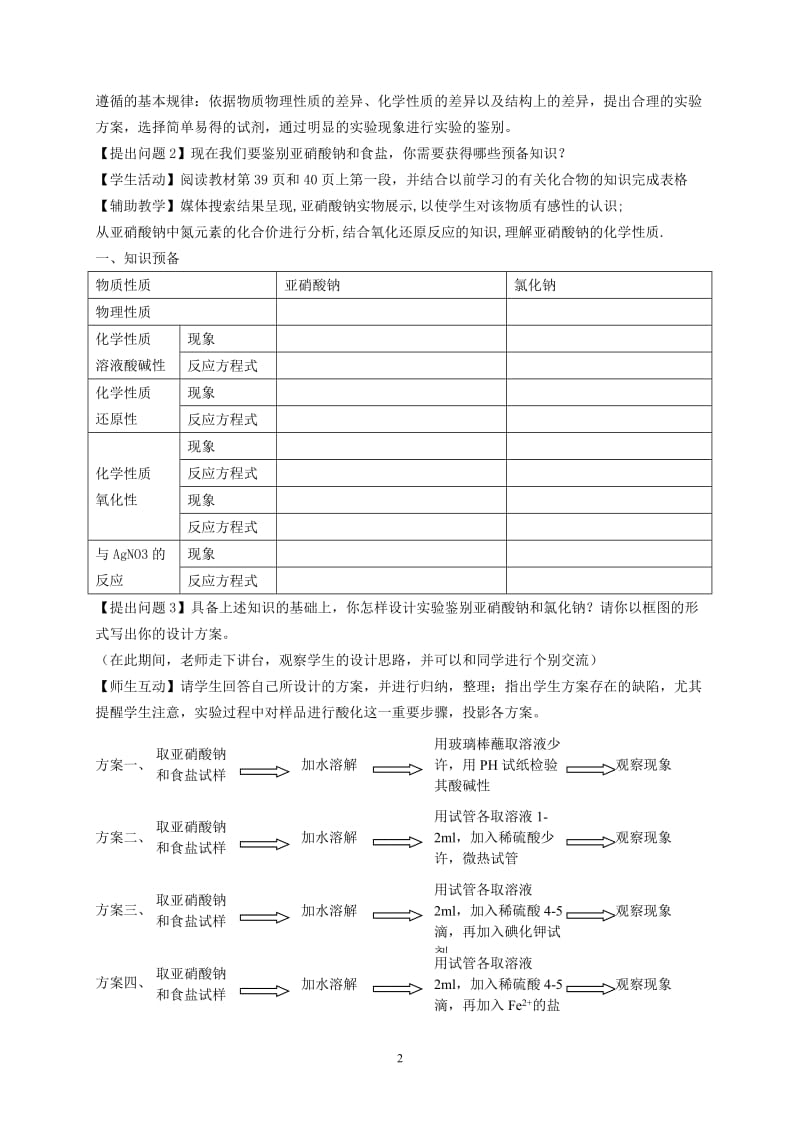 亚硝酸钠和食盐的鉴别教案.doc_第2页