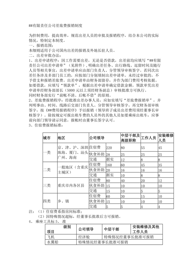 有限责任公司差旅费报销制度.docx_第1页