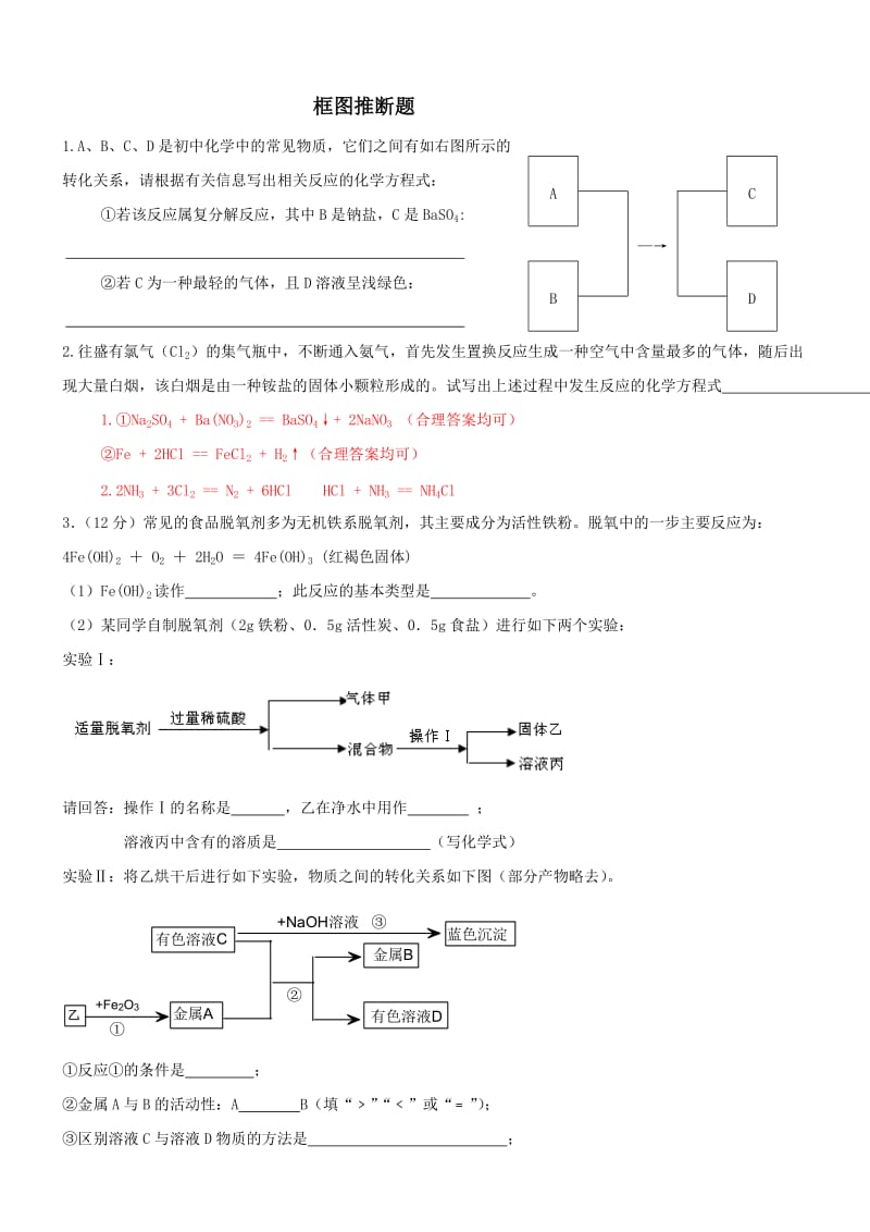 初中化学框图推断题.doc_第1页