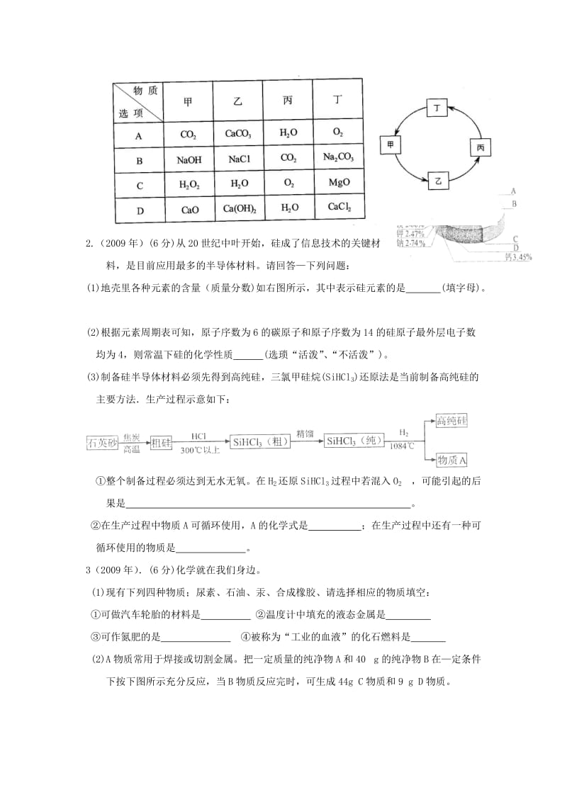 南京市近六年中考题汇编主题二：物质的化学变化.doc_第3页