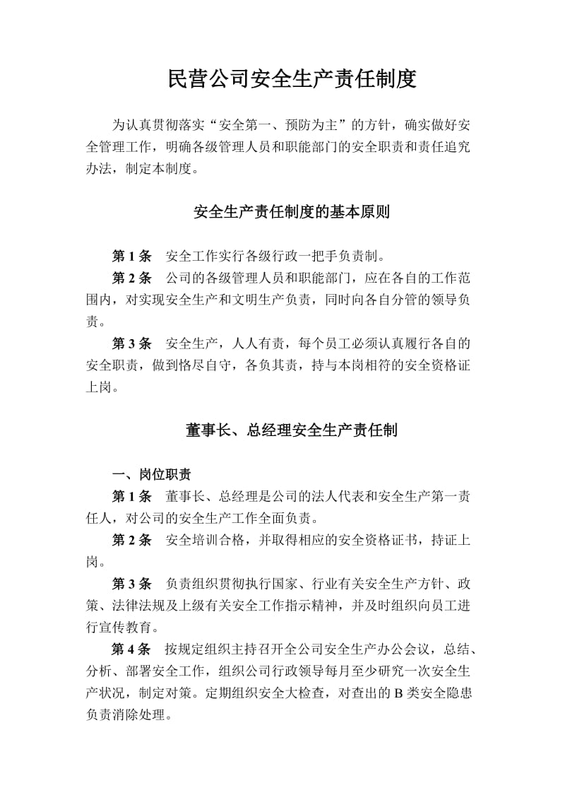 民营公司安全生产责任制度.doc_第1页