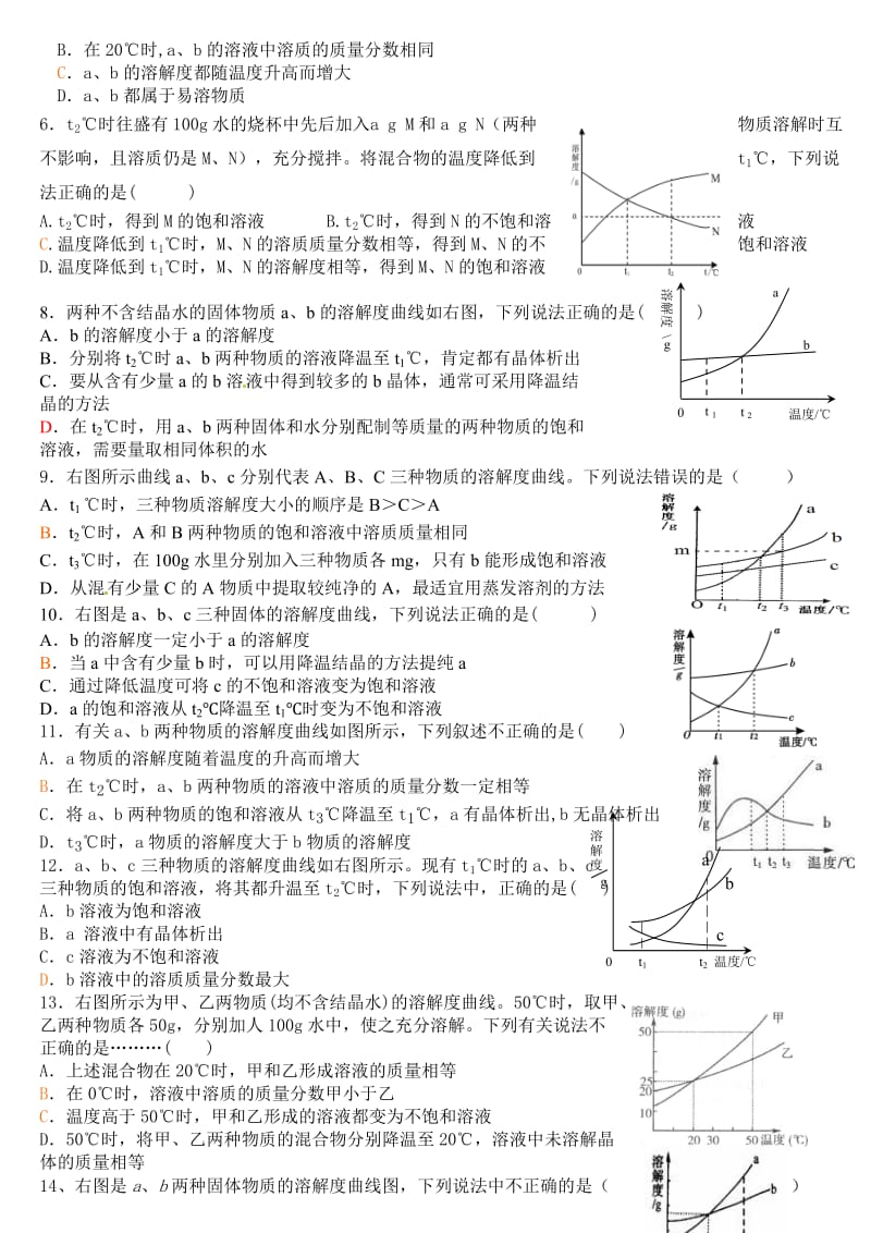 初三化学酸碱盐专题训练和溶解度图像题.doc_第3页