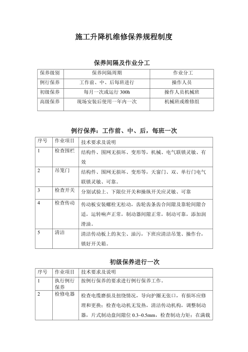 人货电梯维修保养制度表.doc_第1页