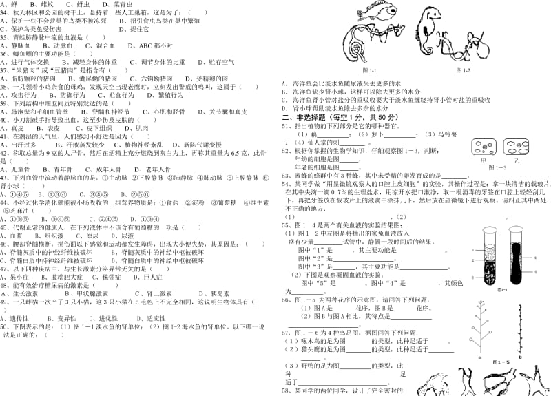 初中生物奥赛模拟试卷.doc_第2页