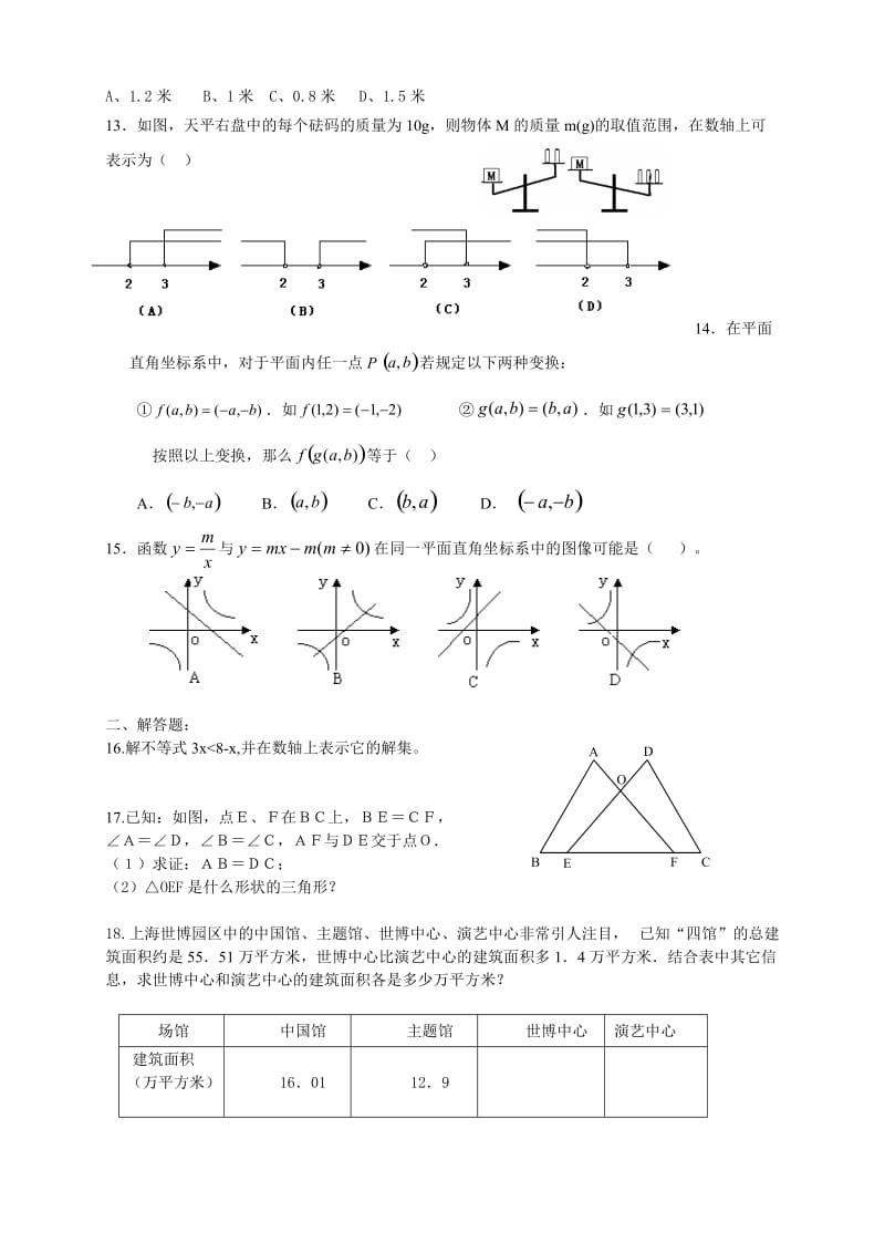 初三数学考前强化试题及参考答案.doc_第2页