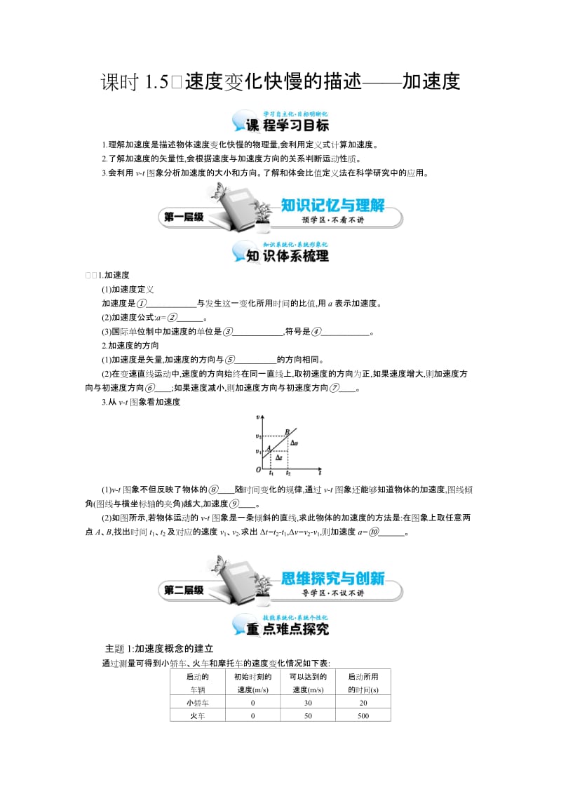 《速度变化快慢的描述-加速度》导学案.doc_第1页