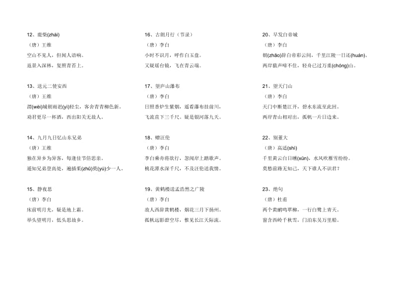 语文课程标准规定小学生必背古诗70首.doc_第2页