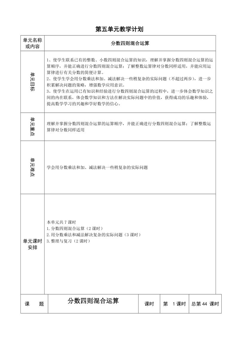 苏教版六年级数学第5单元电子备课.doc_第1页