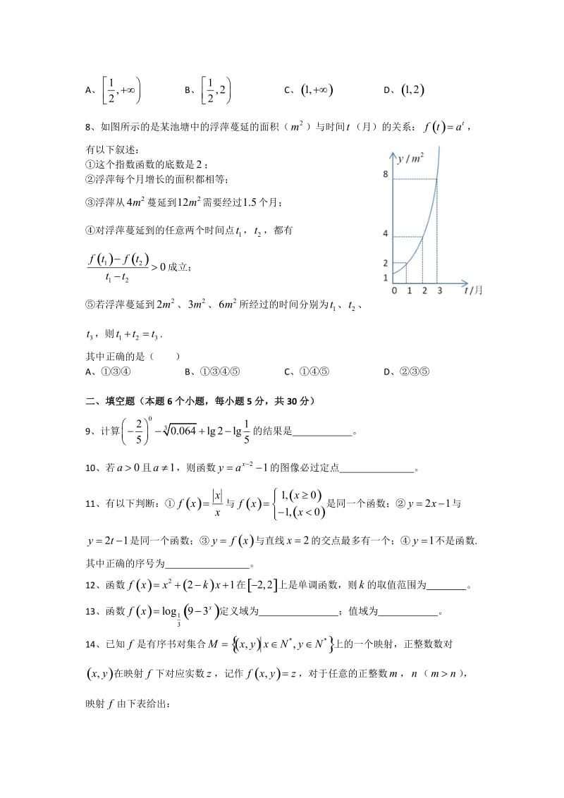 北京市通州区潞河中学2015-2016学年高一上学期期中考试数学试卷.doc_第2页