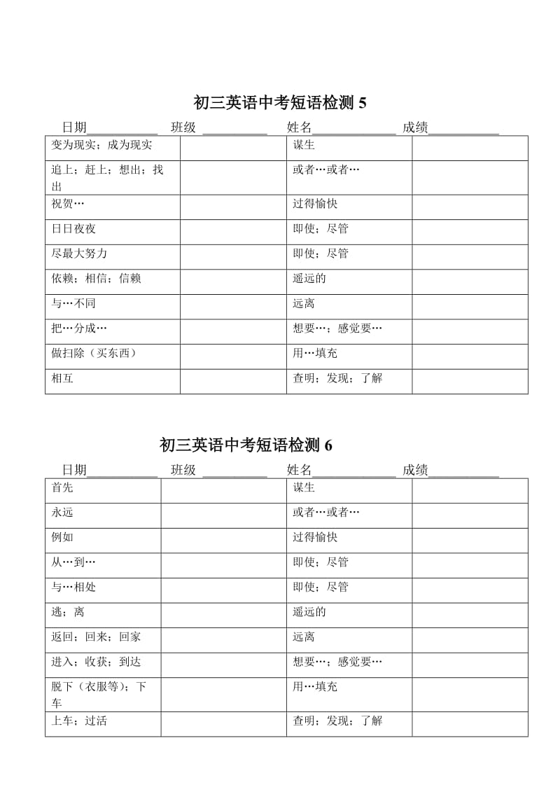 初三英语中考短语检测1-21(中-英).doc_第3页