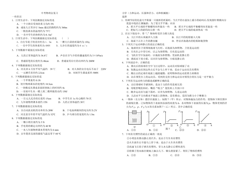 初三物理总复习(中考试题分类).doc_第1页