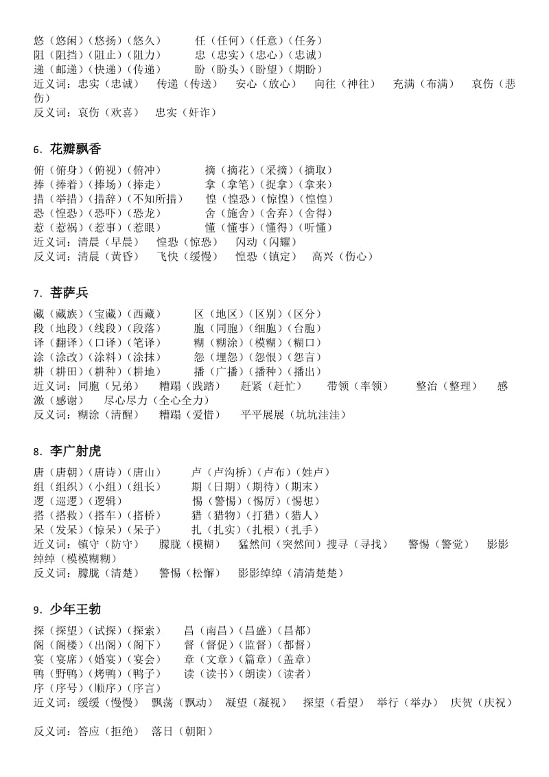 苏教版小学语文三年级下册生字组词、反义词及近义词.docx_第2页