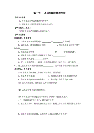 《基因控制生物的性狀》導(dǎo)學(xué)案.doc