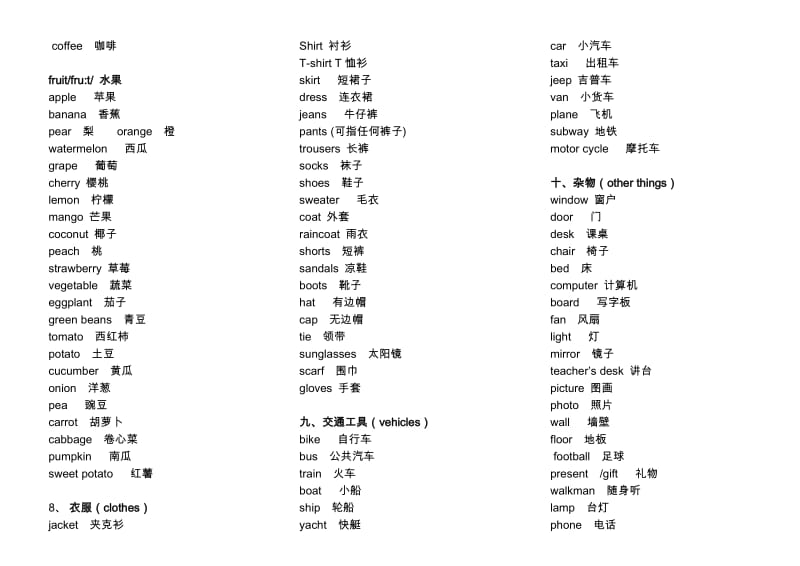 小学英语单词分类表打印版.doc_第3页