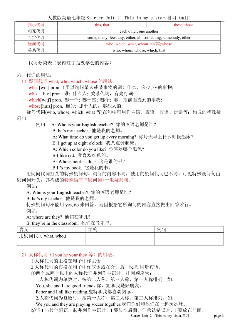 人教版英语七年级上册第二课自习(mjj).docx_第3页