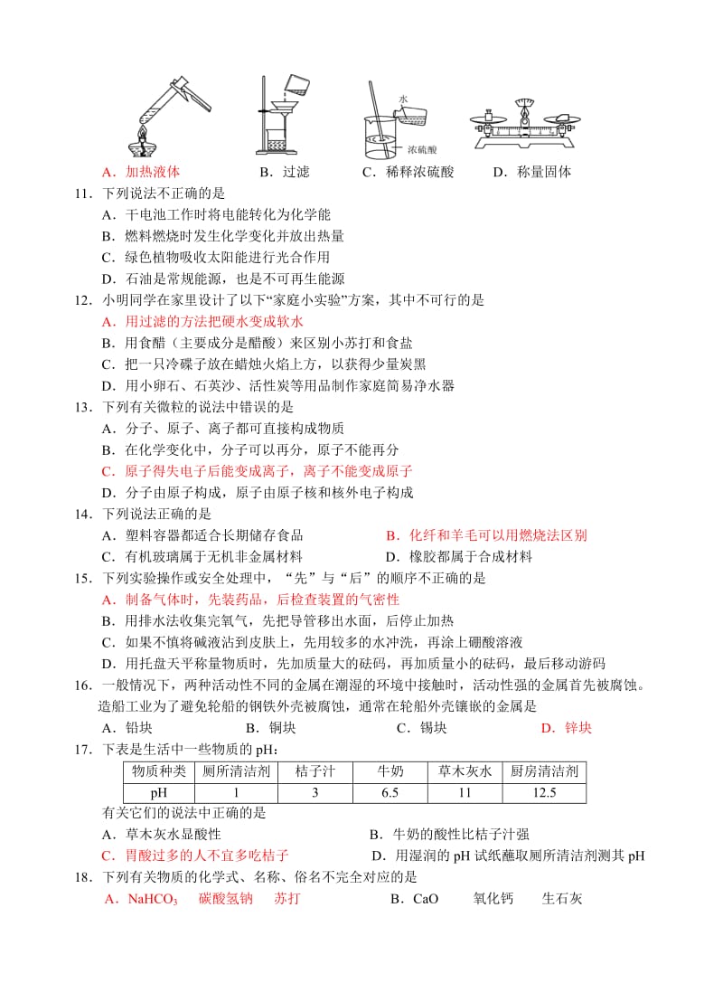 昆山市2014年初三化学第二次模拟测试及答案.doc_第2页