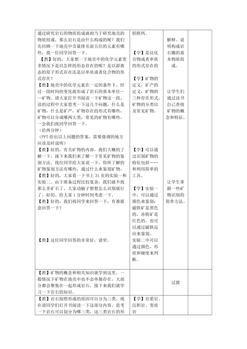 地壳物质组成和物质循环教案.doc_第2页