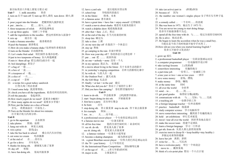 新目标英语八年级上册复习要点.docx_第1页