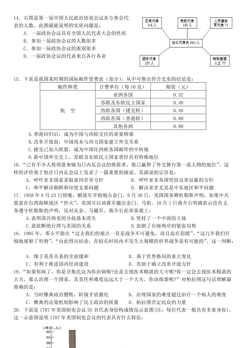 山立学校学上学期高三历史期中考试卷.doc_第3页