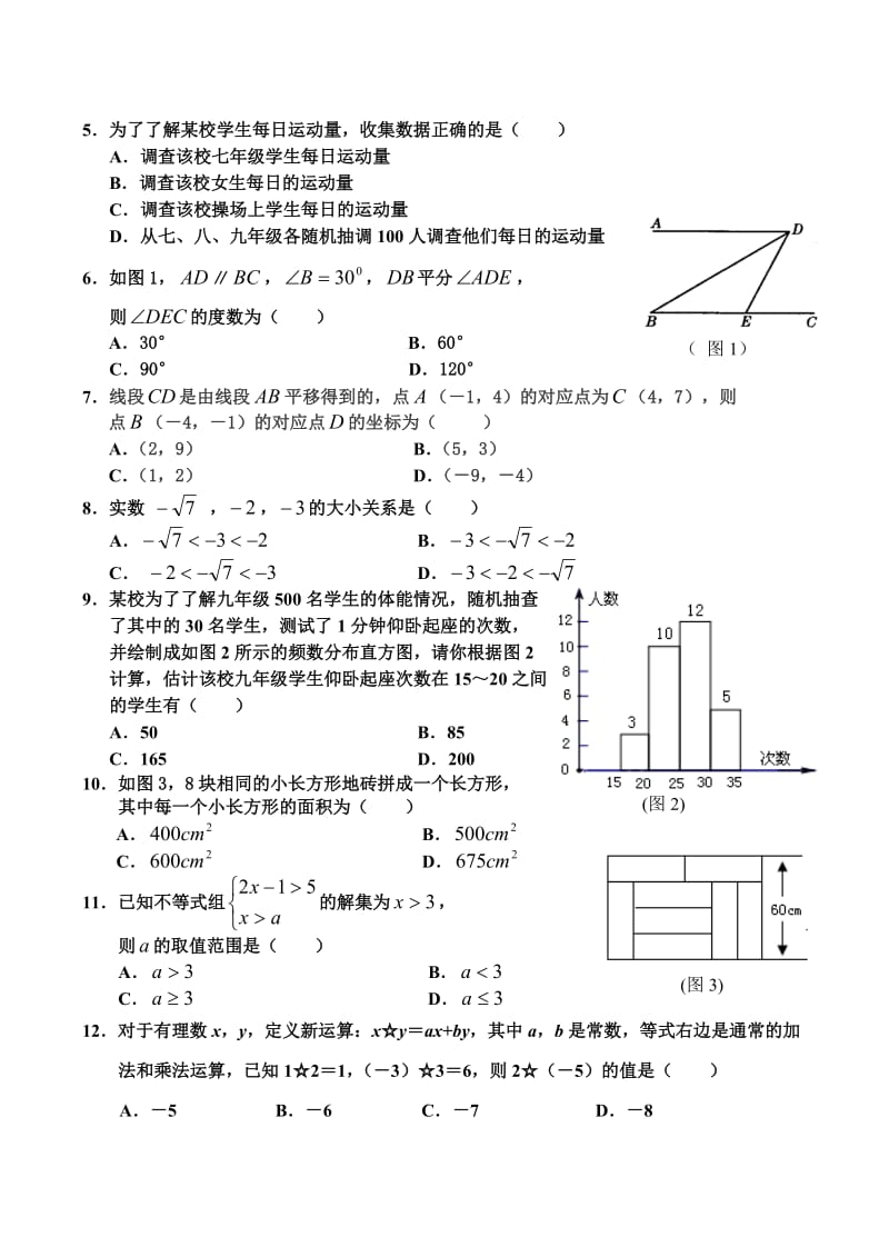 河北省阜平县2012-2013学年度第二学期期末考试七年级数学试题.doc_第2页