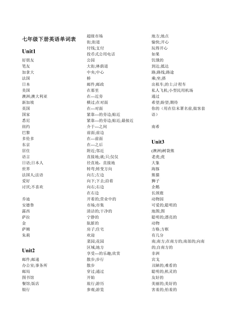 新目标英语七年级下册1-12单元英语单词表.doc_第1页