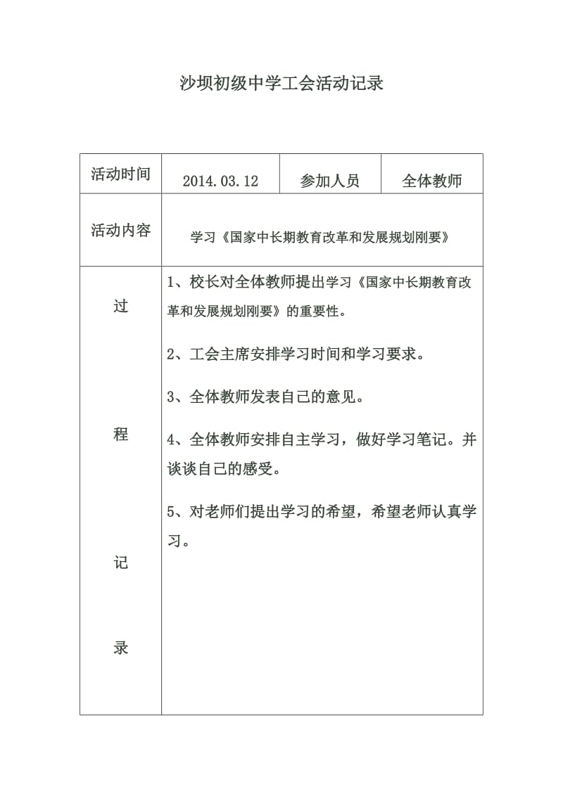 沙坝初级中学工会活动记录.doc_第1页