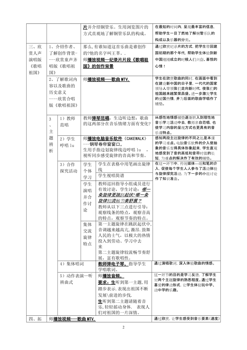 音乐《歌唱祖国》教学设计及说明.doc_第2页