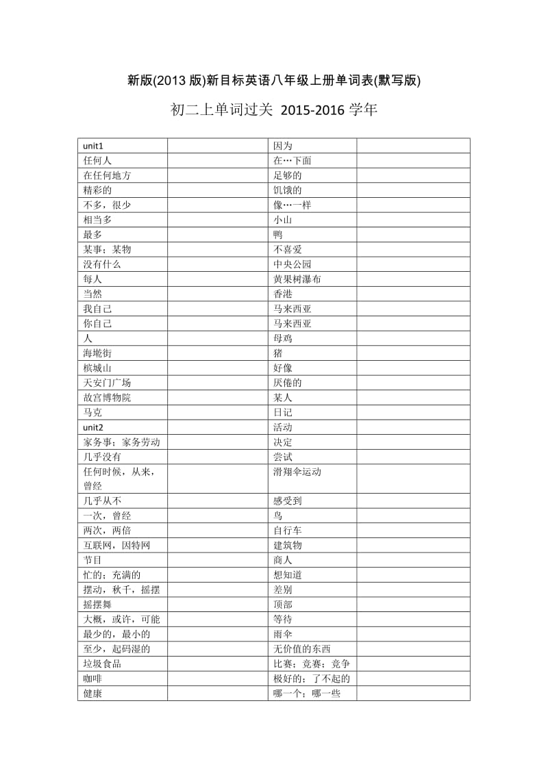 新版2013新目标英语八年级上册单词表.docx_第1页