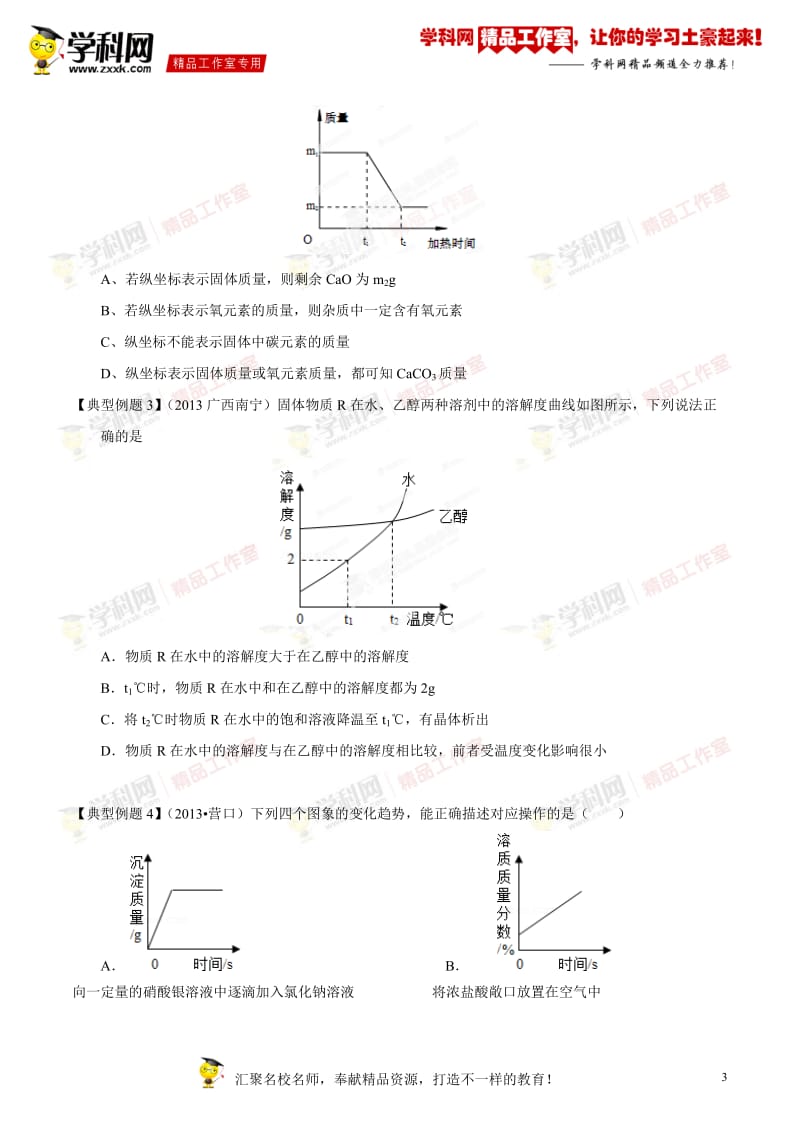 专题25 图像题-2014年中考化学备考百日捷进提升系列（原卷版）_第3页