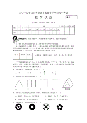 山东省青岛2010中考数学题.doc
