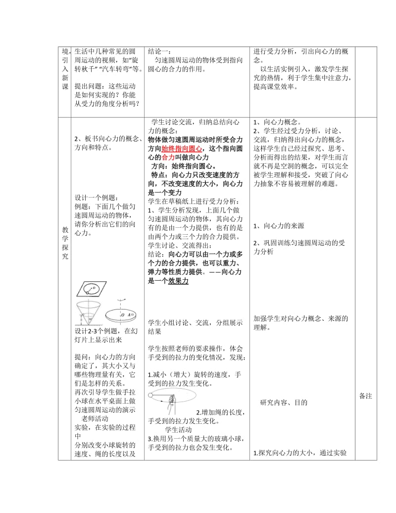 匀速圆周运动的向心力和向心加速度.说课稿.doc_第3页