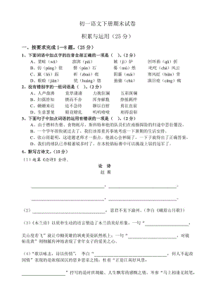 打印版人教版七年級下冊期末復(fù)習(xí)試卷).doc