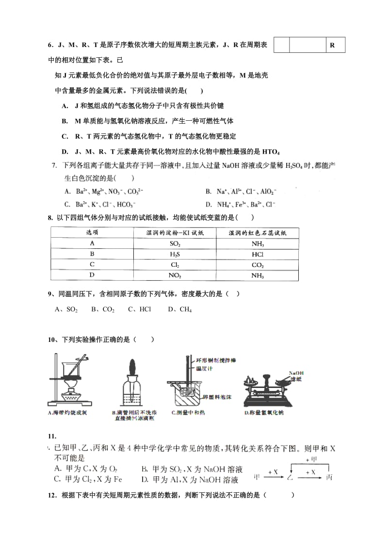 山西省示范性高中2013届高三上学期期中考试化学试题.doc_第2页