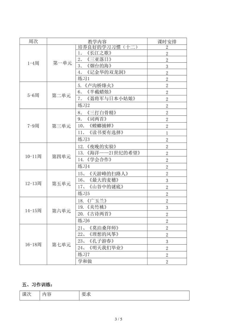 苏教版六年级语文下册教学计划.docx_第3页