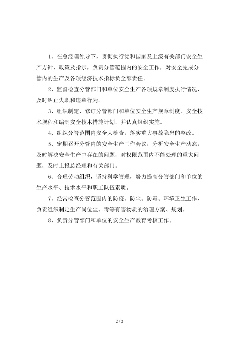 分管副总经理安全生产责任制新版.doc_第2页