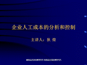 企業(yè)人工成本的分析控制